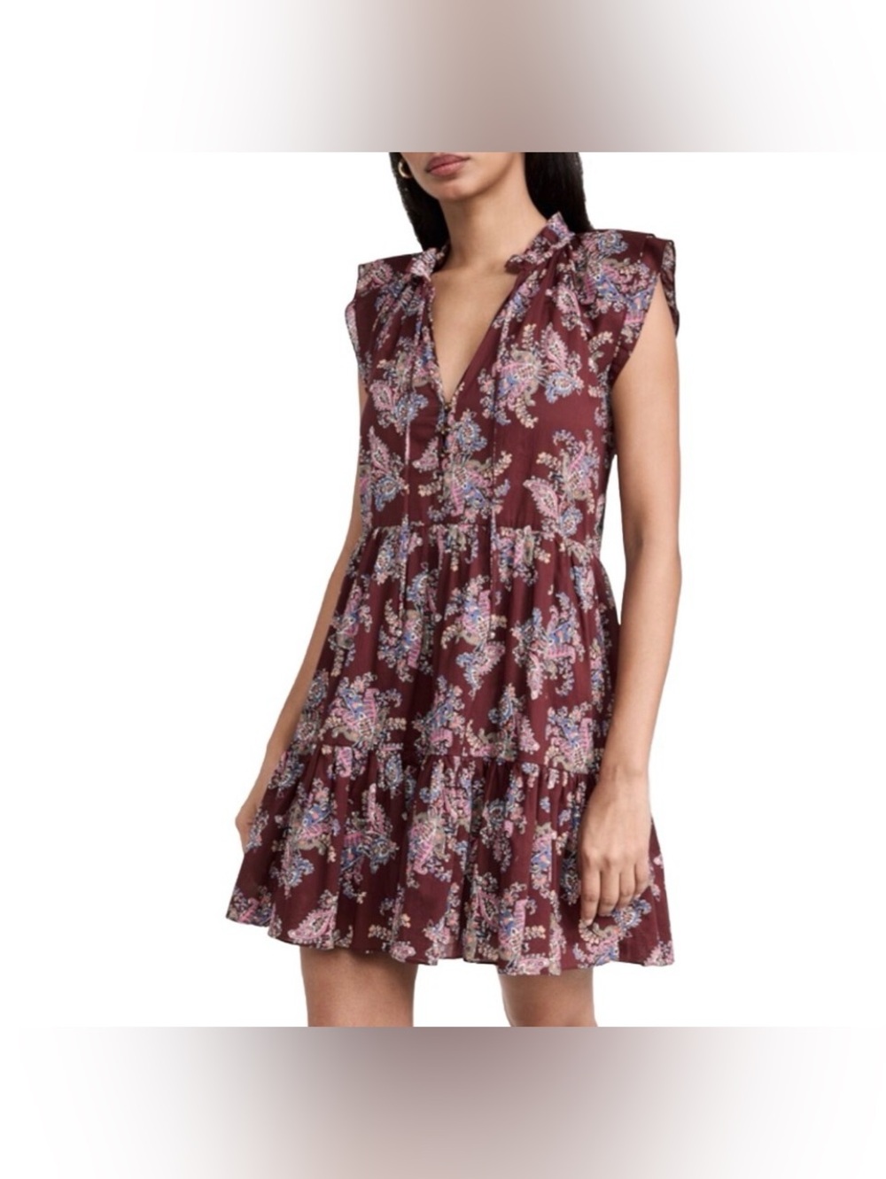 Veronica‎ Beard Zee Paisley Ruffle Mini Dress Size 2 Nwot